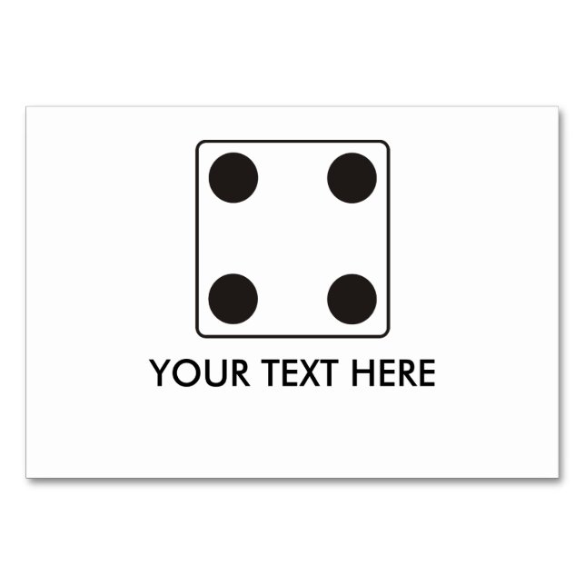 DICE-nummer 4 + din text Bordsnummer (Framsidan)