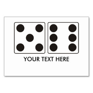 DICE-nummer 5 + 6 + din text Bordsnummer
