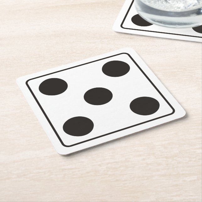 DICE-nummer 5 + ryggstödet. Underlägg Papper Kvadrat (Vinklad)