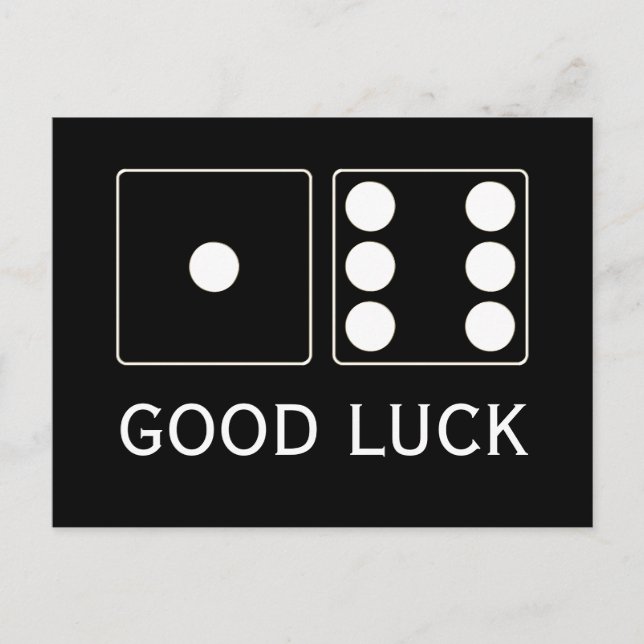 DICE-nummer för pips vita 1 + 6 + texten Vykort (Framsida)