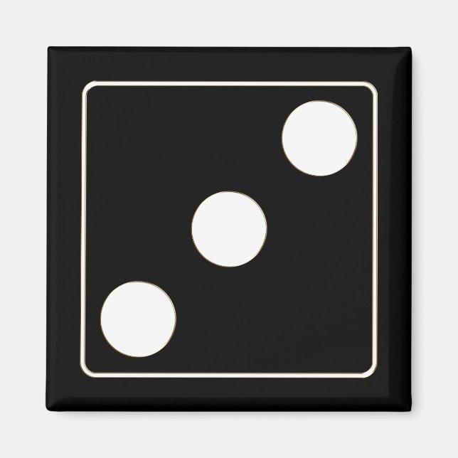 DICE-nummer för pips vita 3 + ryggstödet. Magnet (Framsidan)