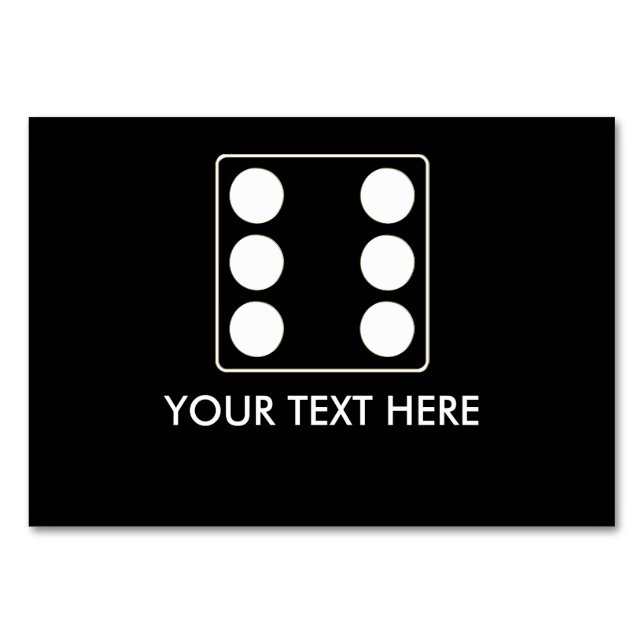 DICE-nummer för pips vita 6 + din text Bordsnummer (Framsidan)