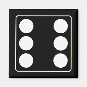 DICE-nummer för pips vita 6 + ryggstödet. Magnet
