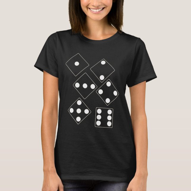 DICE-nummer för pips vita + ryggstödet. & idéer Tee Shirt (Framsida)