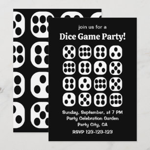 Dice Roll Game Party Inbjudningar
