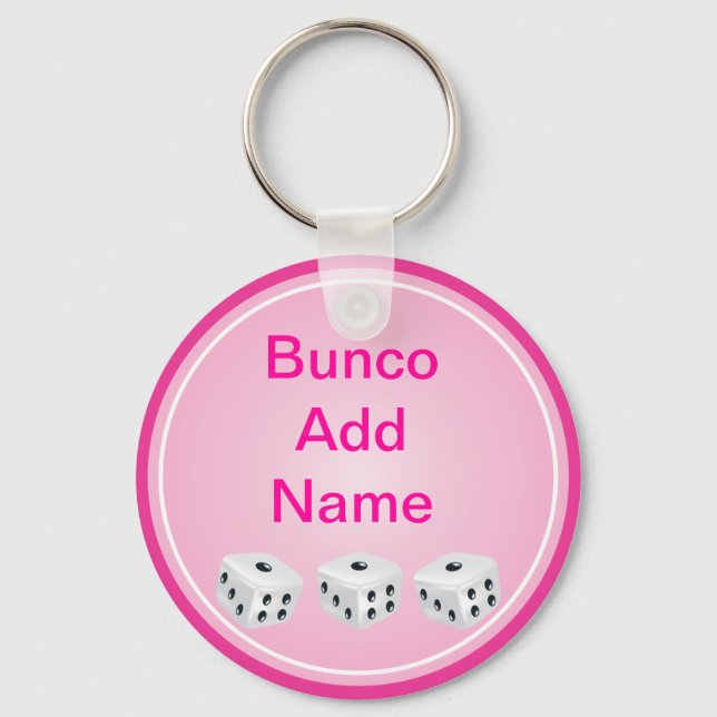 Dice with rosa Circle anpassade Nyckelring (Framsida)