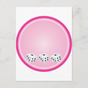 Dice with rosa Circle anpassade Vykort