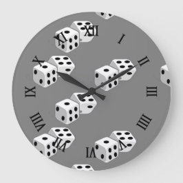 Dices on grått mönster stor klocka