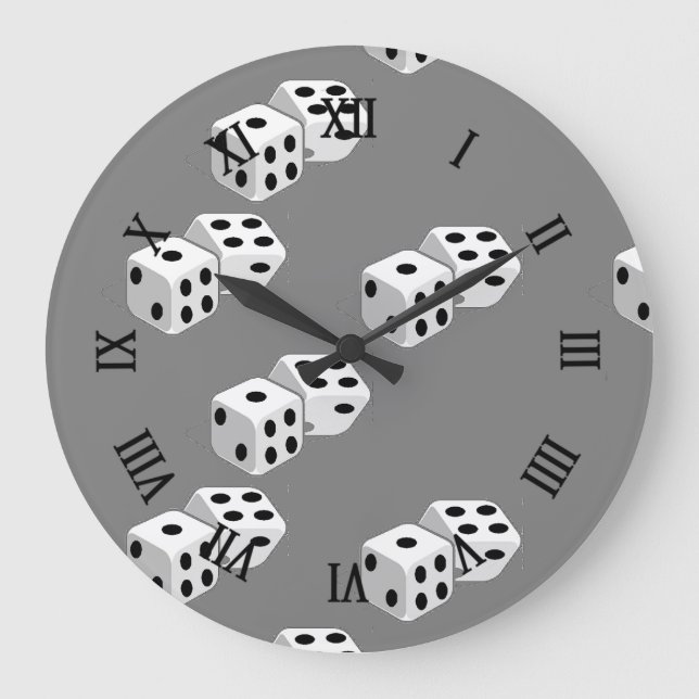 Dices on grått mönster stor klocka (Framsida)