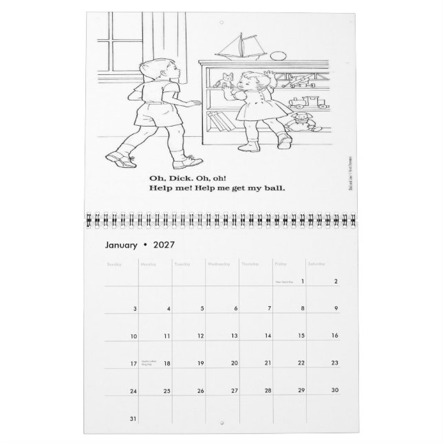 Dick and Jane Färg Calendar Kalender (Jan 2027)