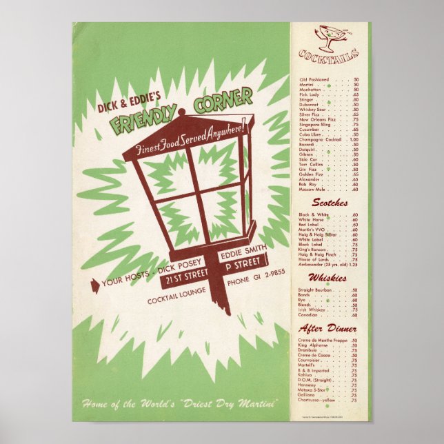 Dick & Eddie's Menu Poster (Framsidan)