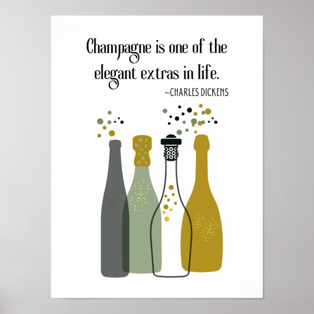 Dickens Champagne Midsekets Pub Cart Art Poster (Framsidan)