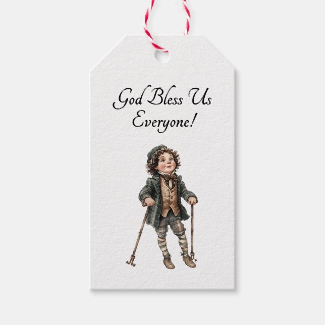 Dickens En julsaga Tiny Tim presentgiftsetiketter Presentetikett (Framsidan)