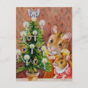 Dickens Julgran Trimming Mouse Art Vykort