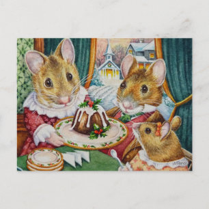 Dickens Julmus Mums Pudding Akvarell Konst Vykort