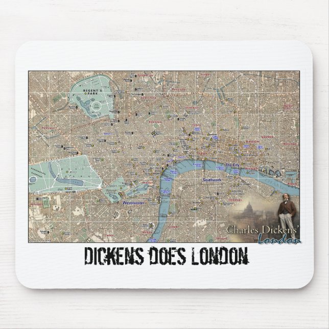 Dickens London Map Mousepad Musmatta (Framsidan)