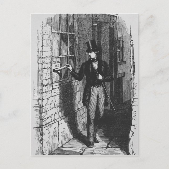 Dickens placerar sin första litterär vykort (Framsida)