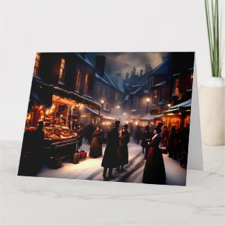 Dickensian London-julhälsningskort Kort