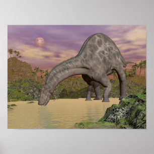 Dicraeosaurus dinosauaur-drickande - 3D-rendering Poster