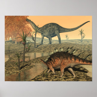 Dicraeosaurus och kentrosaurus dinosaurs poster