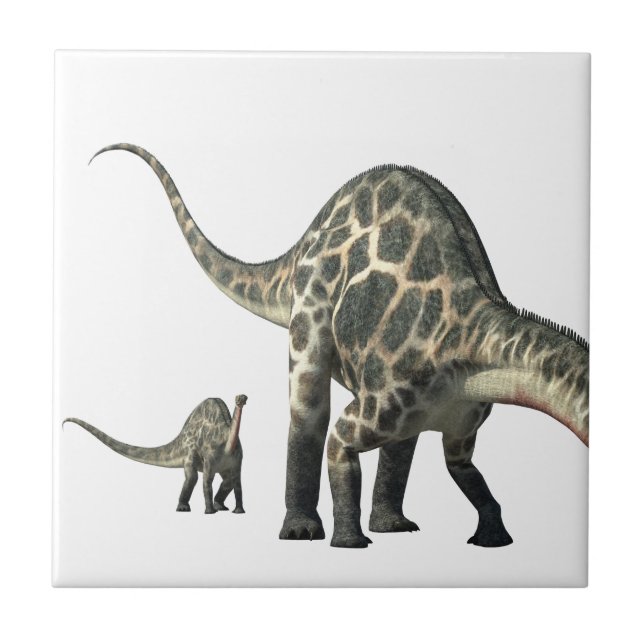 DicraeosaurusDinosaurmor och barn Kakelplatta (Framsidan)
