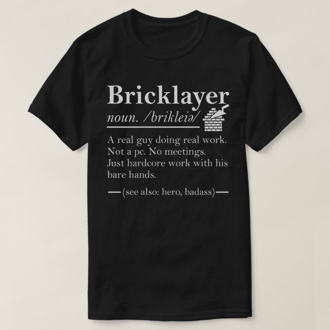 Dictionary Bricklayer Mason Definition T Shirt (Design framsida)