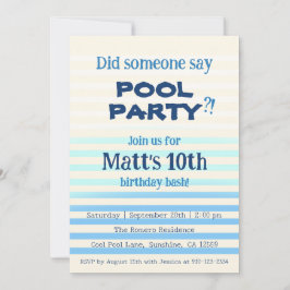 Did Someone Say Pool Party?! Birthday Invitation Inbjudningar