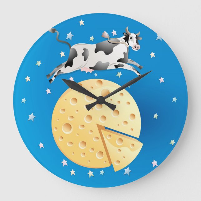 Diddle Diddle, Cow Jumpade över Måne Clock Stor Klocka (Framsida)