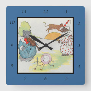 Diddle Diddle Diddle the Cat and Fiddle Rhyme Fyrkantig Klocka