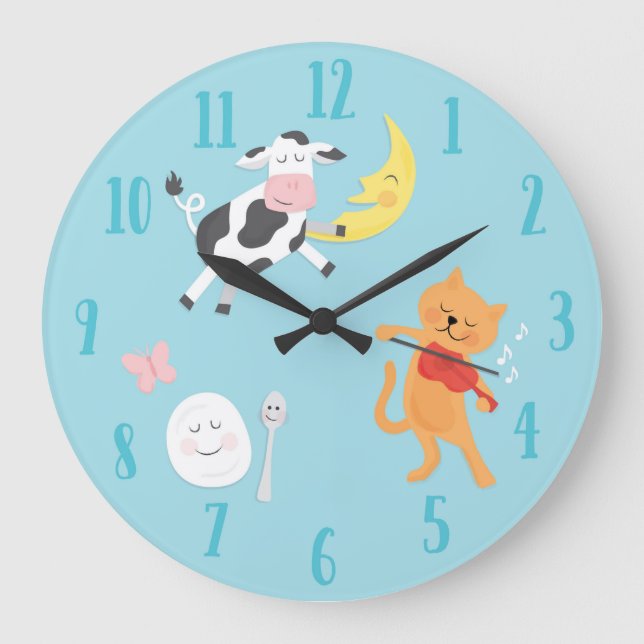 Diddle Diddle Nursery Rhyme Children's Clock Stor Klocka (Framsida)