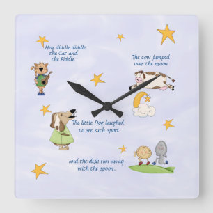 Diddle Diddle - Nursery Rhyme Fyrkantig Klocka