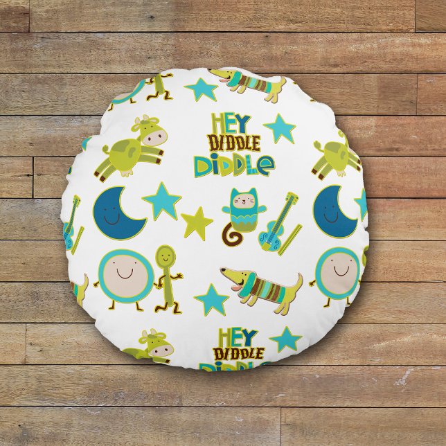 Diddle Diddle Nursery Rhyme Rund Kudde (Skapare uppladdad)