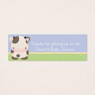 Diddles Farm moo-Cow Baby Shower Favor Tagg B Litet Visitkort
