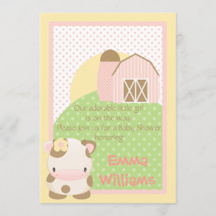 Diddles Farm Moo-Cow Baby Shower-inbjudan Inbjudningar