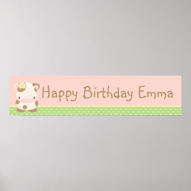 Diddles Farm Moo-Cow Birthday Banner Poster (Framsidan)