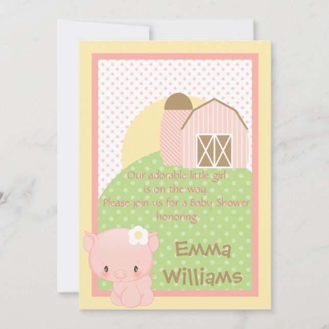 Diddles Farm Pig  Baby Shower Inbjudan-Rosa-Blå Inbjudningar (Framsida)