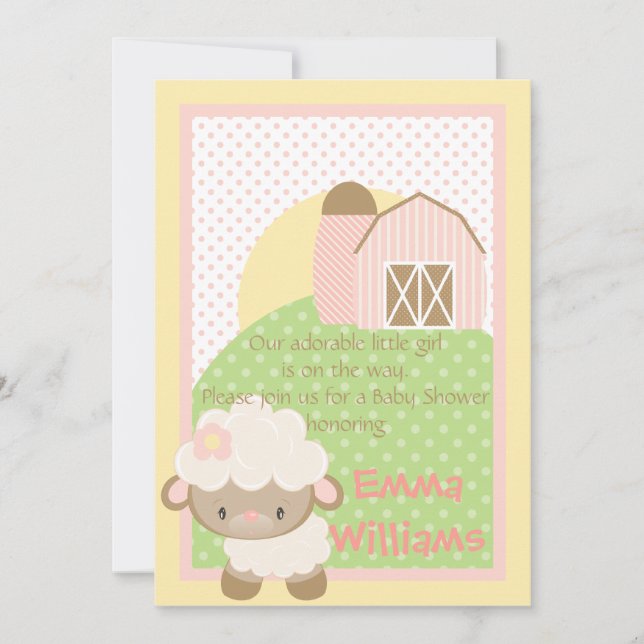 Diddles inbjudan för lantgårdLambbaby shower (Framsida)