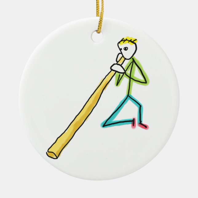 Didgeridoo Stickman Julgransprydnad Keramik (Framsidan)