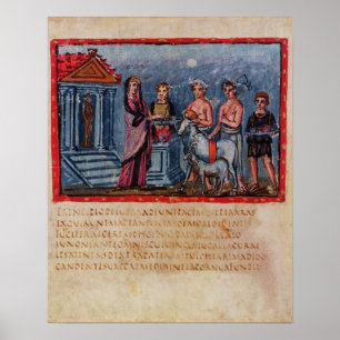 Dido skapar ett offer från Vergilius Vaticanus Poster