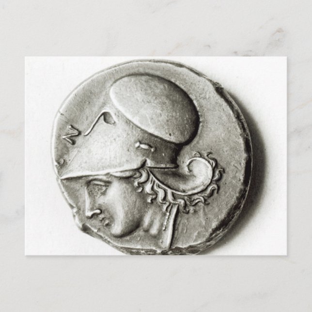 Didrachma av Herakles: framsida föreställande Athe Vykort (Framsida)