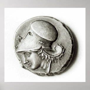 Didrachma of Heracles: obverse skildring Athena Poster