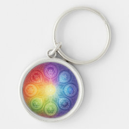 Die 7 Chakren´9 Rund Silverfärgad Nyckelring