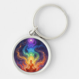 Die 7 Chakren Rund Silverfärgad Nyckelring