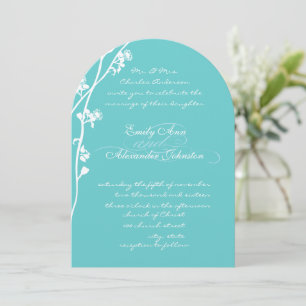 Die cut Aqua Vild Flower Gren Bröllop Inbjudningar
