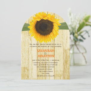 Die cut Barn Wood Solrosbröllop - inbjudan