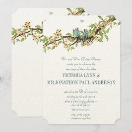 Die cut Gult Teal Aqua Blue Bird Bröllopsinbjudans Inbjudningar