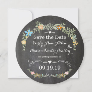 Die-cut Kritstavla Korall Rosa Aqua Girlang Bröllo Spara Datumet