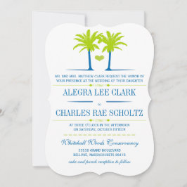 Die cut Lime-Royalet Blue Beach Typography Inbjuda Inbjudningar