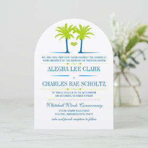 Die cut Lime-Royalet Blue Beach Typography Inbjuda Inbjudningar