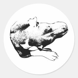 Die-cut Overhead-Valp—Pitbull-blandning Runt Klistermärke
